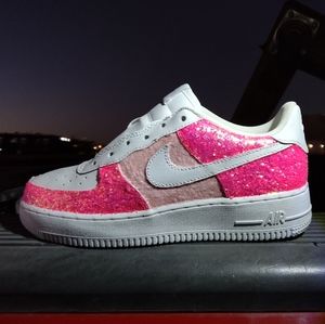 Custom Made Air Force Ones Pink Glitter